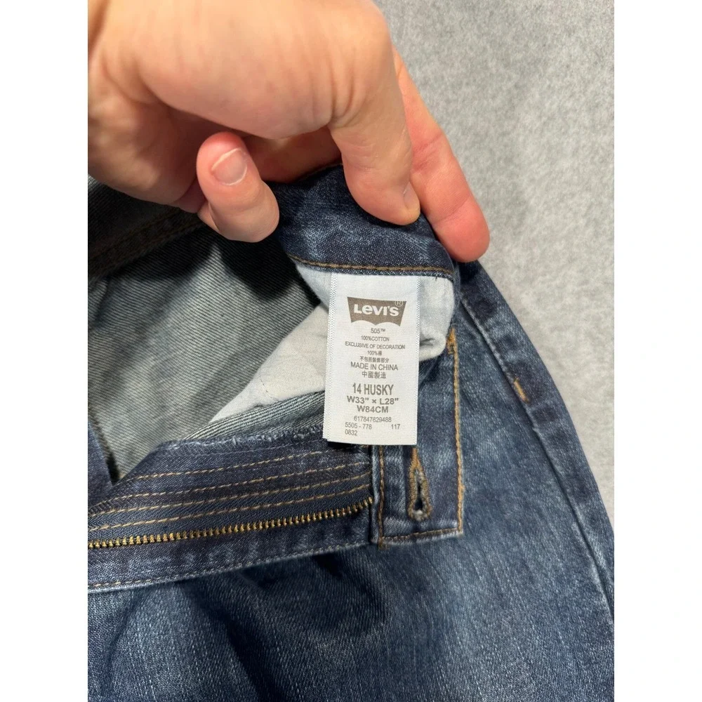 Levi's 505 Regular Fit Jeans Dark‎ Wash Denim Pants Classic Style Size 14 Husky